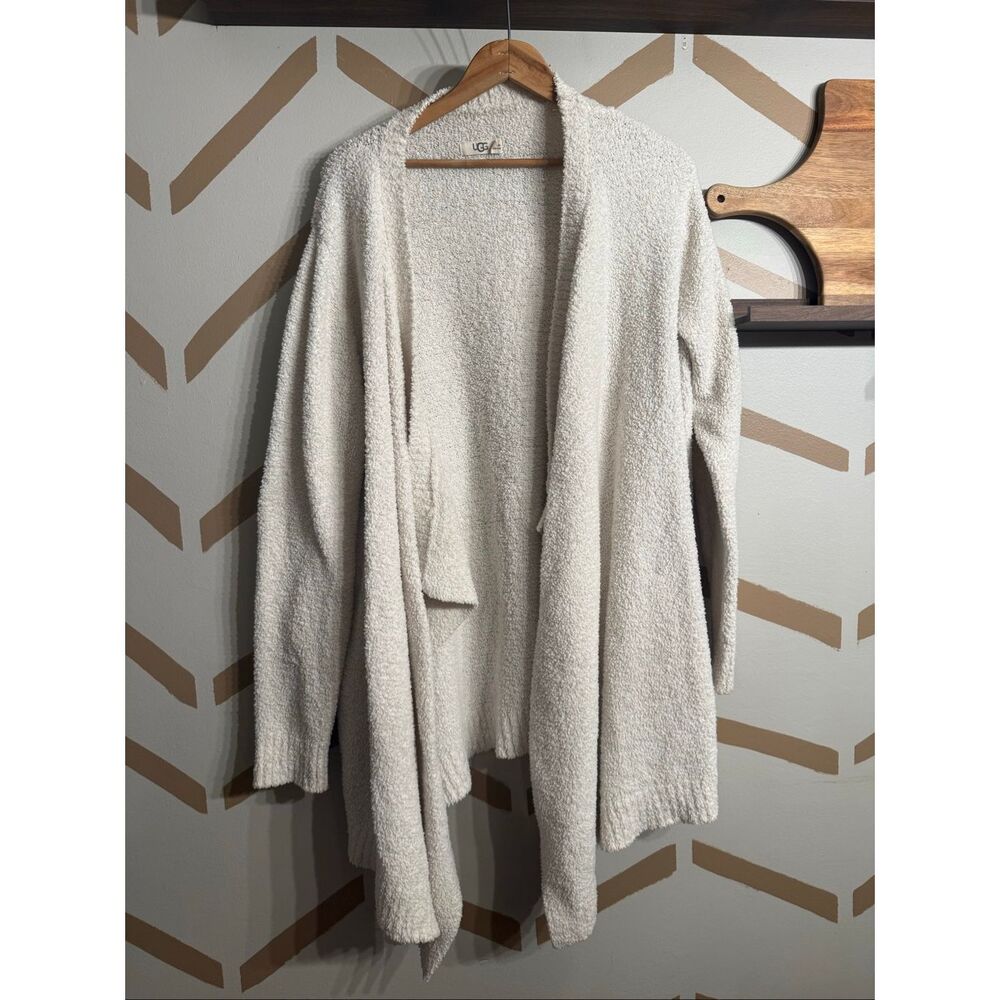 UGG Ivory Phoebe Wrap Drape Open Front Cozy Knit Sweater Cardigan Size Large